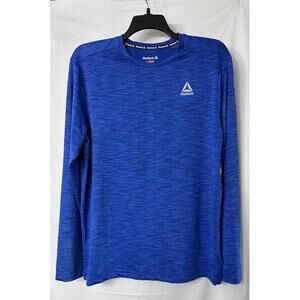 NWT Reebok Stride Peformance Long Sleeve Crew Neck Blue Mens Shirt Size Large